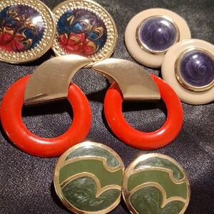 Vintage Multicolor Statement Earrings Set